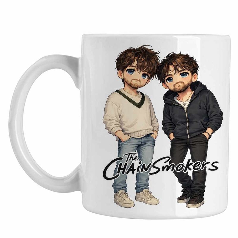 Casa si Gradina - Bucatarie si vesela - Cani si pahare - Cani si cesti - Cana The Chainsmokers Anime Cartoon, alba, 330ml - Infinity.ro