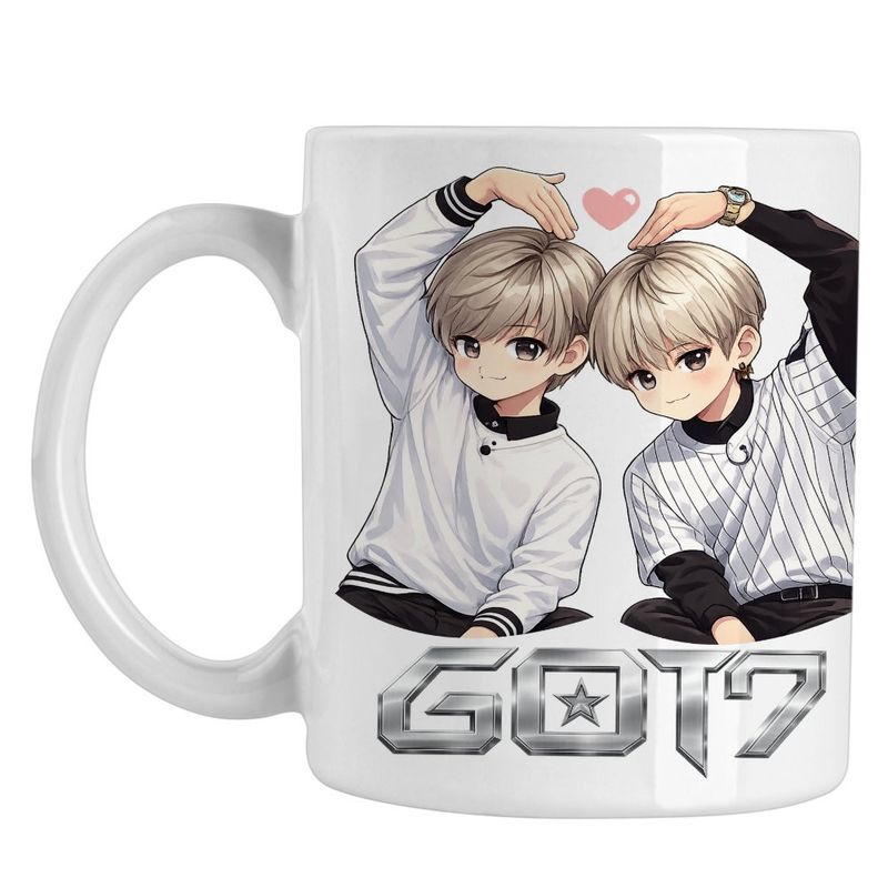 Casa si Gradina - Bucatarie si vesela - Cani si pahare - Cani si cesti - Cana Got7 Kpop Merch Cartoon, alba, 330ml - Infinity.ro