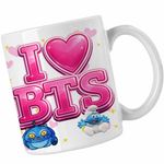 Casa si Gradina - Bucatarie si vesela - Cani si pahare - Cani si cesti - Cana I Love BTS Bangtan K-Pop, alba, 330ml - Infinity.ro