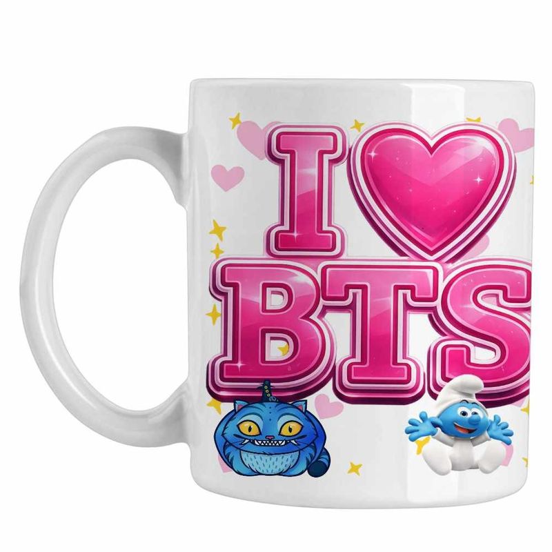 Casa si Gradina - Bucatarie si vesela - Cani si pahare - Cani si cesti - Cana I Love BTS Bangtan K-Pop, alba, 330ml - Infinity.ro