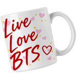 Casa si Gradina - Bucatarie si vesela - Cani si pahare - Cani si cesti - Cana Live Love BTS Bangtan K-Pop, alba, 330ml - Infinity.ro