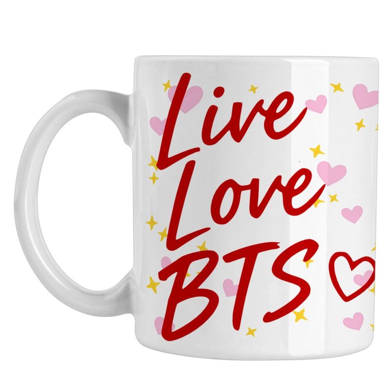 Casa si Gradina - Bucatarie si vesela - Cani si pahare - Cani si cesti - Cana Live Love BTS Bangtan K-Pop, alba, 330ml - Infinity.ro