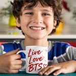 Casa si Gradina - Bucatarie si vesela - Cani si pahare - Cani si cesti - Cana Live Love BTS Bangtan K-Pop, alba, 330ml - Infinity.ro