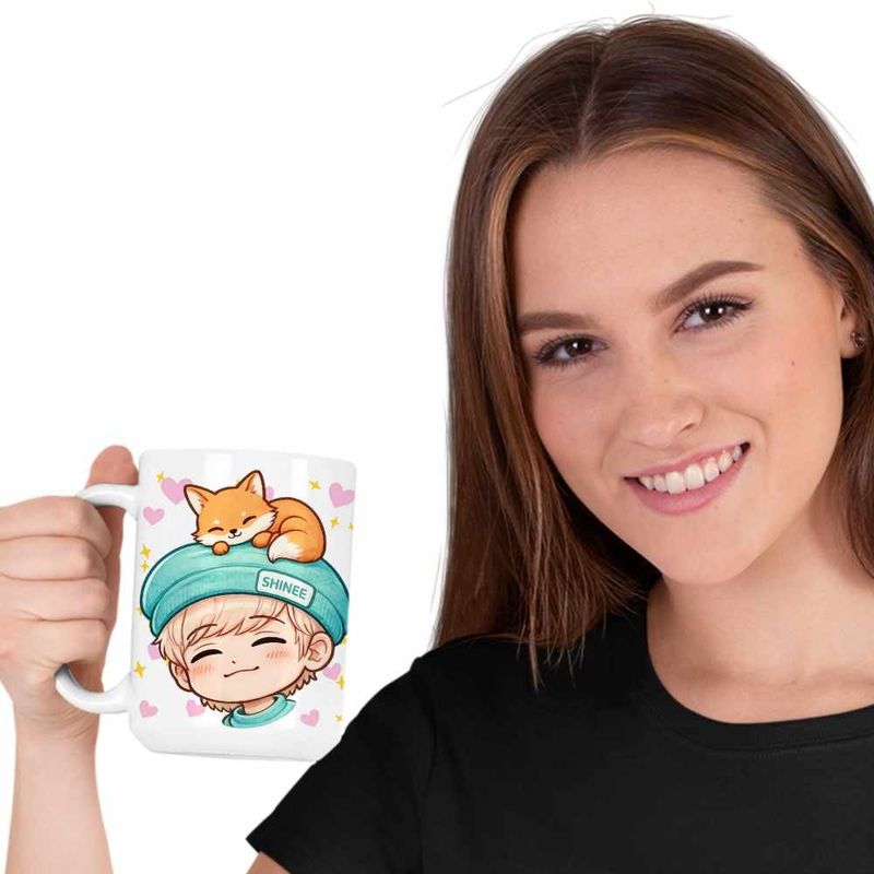 Casa si Gradina - Bucatarie si vesela - Cani si pahare - Cani si cesti - Cana Shinee Jonghyun Chibi Kpop, alba, 330ml - Infinity.ro
