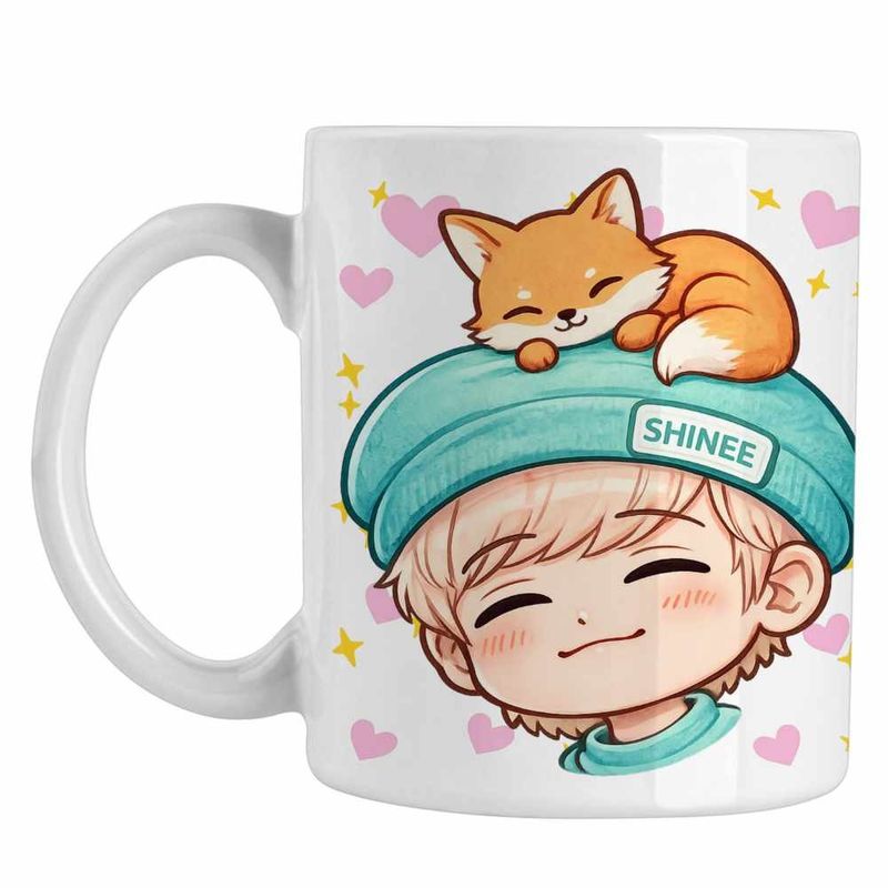 Casa si Gradina - Bucatarie si vesela - Cani si pahare - Cani si cesti - Cana Shinee Jonghyun Chibi Kpop, alba, 330ml - Infinity.ro