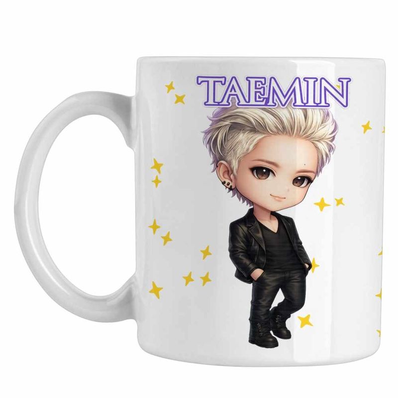 Casa si Gradina - Bucatarie si vesela - Cani si pahare - Cani si cesti - Cana Taemin Korea Saja Boys, alba, 330ml - Infinity.ro
