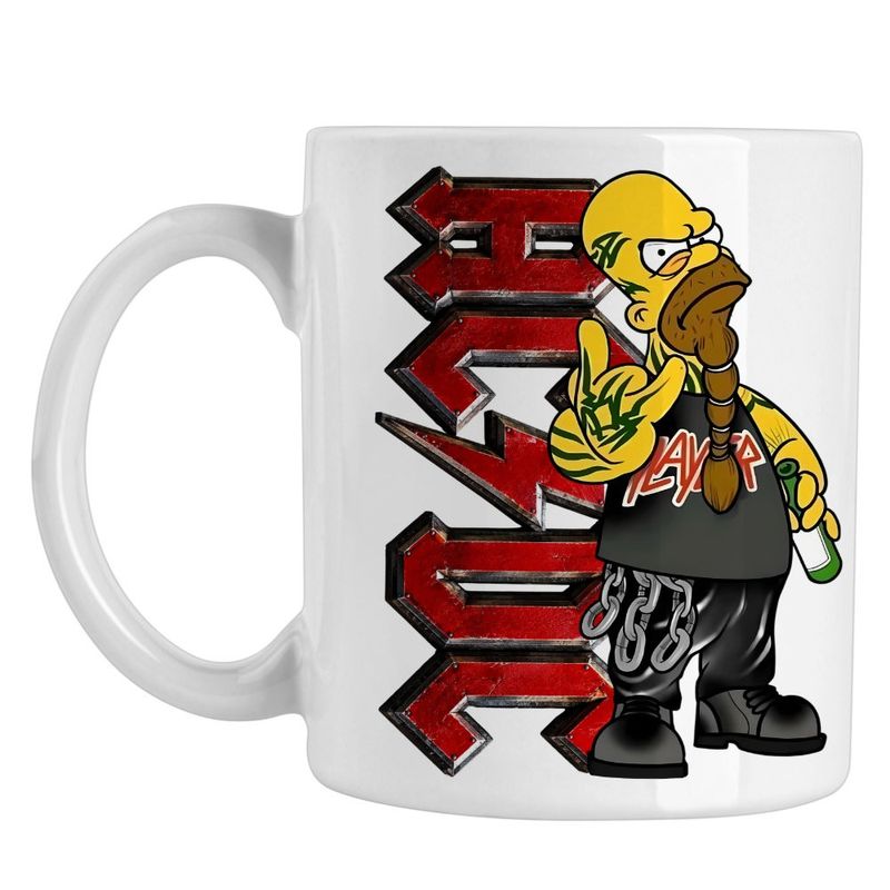 Casa si Gradina - Bucatarie si vesela - Cani si pahare - Cani si cesti - Cana AC/DC The Simpsons Homer ACDC Merch, alba, 330ml - Infinity.ro