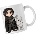 Casa si Gradina - Bucatarie si vesela - Cani si pahare - Cani si cesti - Cana Game of Thrones Jon Snow Ghost Wolf, alba, 330ml - Infinity.ro