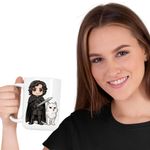 Casa si Gradina - Bucatarie si vesela - Cani si pahare - Cani si cesti - Cana Game of Thrones Jon Snow Ghost Wolf, alba, 330ml - Infinity.ro