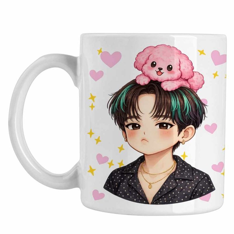 Casa si Gradina - Bucatarie si vesela - Cani si pahare - Cani si cesti - Cana Shinee Key Chibi Kpop, alba, 330ml - Infinity.ro