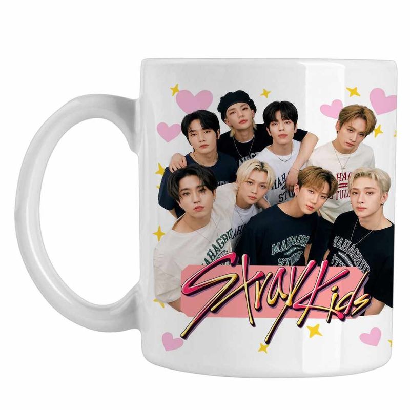 Casa si Gradina - Bucatarie si vesela - Cani si pahare - Cani si cesti - Cana Stray Kids Party Merch Kpop, alba, 330ml - Infinity.ro