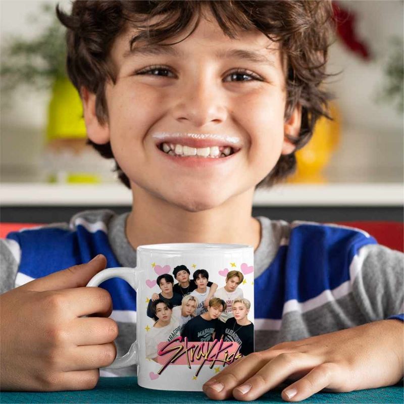 Casa si Gradina - Bucatarie si vesela - Cani si pahare - Cani si cesti - Cana Stray Kids Party Merch Kpop, alba, 330ml - Infinity.ro