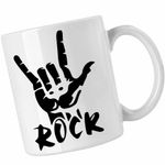 Casa si Gradina - Bucatarie si vesela - Cani si pahare - Cani si cesti - Cana Rock Hand Metallica AC/DC Led Zeppelin, alba, 330ml - Infinity.ro