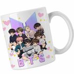 Casa si Gradina - Bucatarie si vesela - Cani si pahare - Cani si cesti - Cana BTS Kpop Party Arirang, alba, 330ml - Infinity.ro