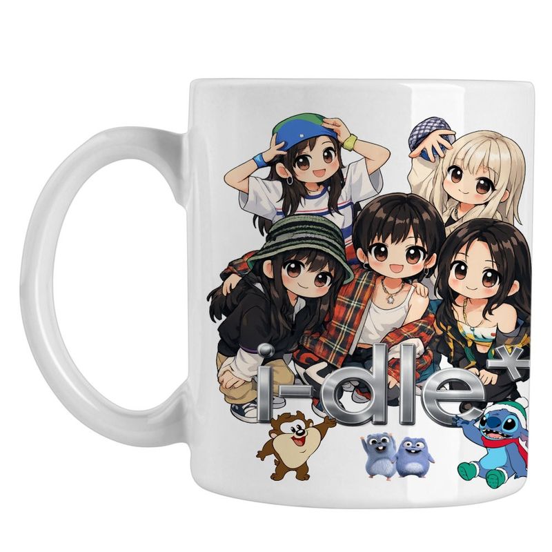 Casa si Gradina - Bucatarie si vesela - Cani si pahare - Cani si cesti - Cana I-dle Kpop Cartoon Idle Merch, alba, 330ml - Infinity.ro