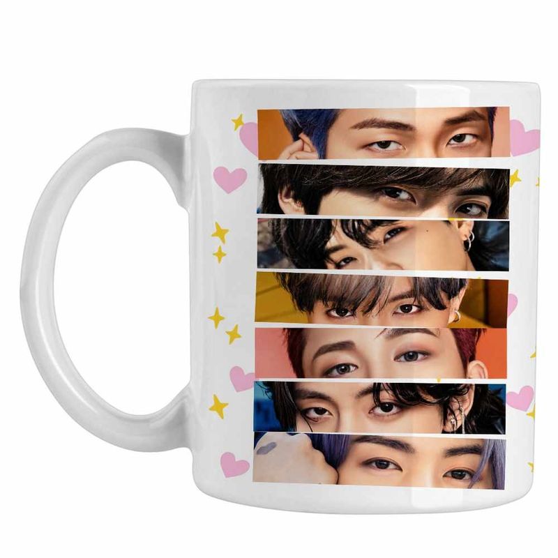 Casa si Gradina - Bucatarie si vesela - Cani si pahare - Cani si cesti - Cana Kpop BTS Eyes Bangtan, alba, 330ml - Infinity.ro