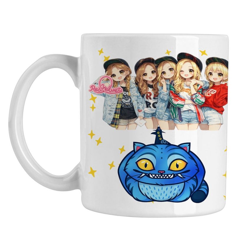 Casa si Gradina - Bucatarie si vesela - Cani si pahare - Cani si cesti - Cana Red Velvet Cartoon Chibi Kpop, alba, 330ml - Infinity.ro