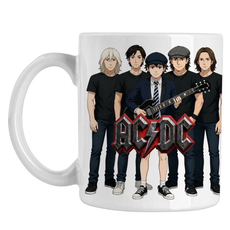 Casa si Gradina - Bucatarie si vesela - Cani si pahare - Cani si cesti - Cana ACDC Cartoon Merch, alba, 330ml - Infinity.ro