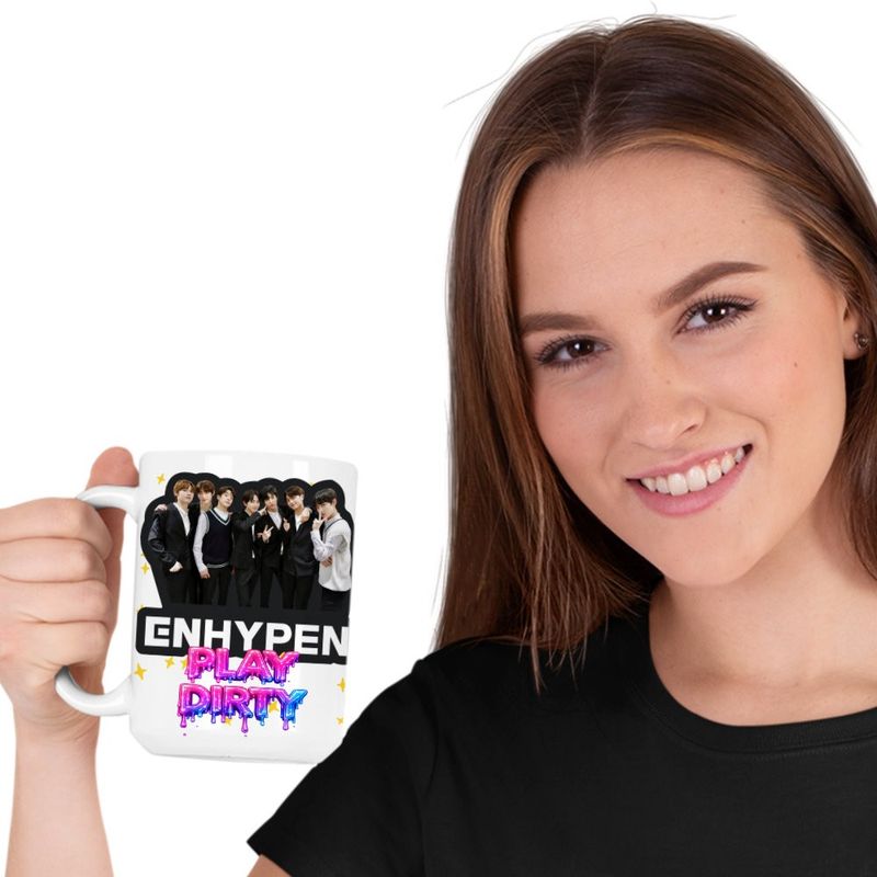 Casa si Gradina - Bucatarie si vesela - Cani si pahare - Cani si cesti - Cana Enhypen All Gang Kpop Merch, alba, 330ml - Infinity.ro