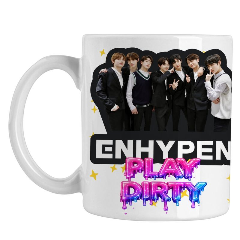 Casa si Gradina - Bucatarie si vesela - Cani si pahare - Cani si cesti - Cana Enhypen All Gang Kpop Merch, alba, 330ml - Infinity.ro