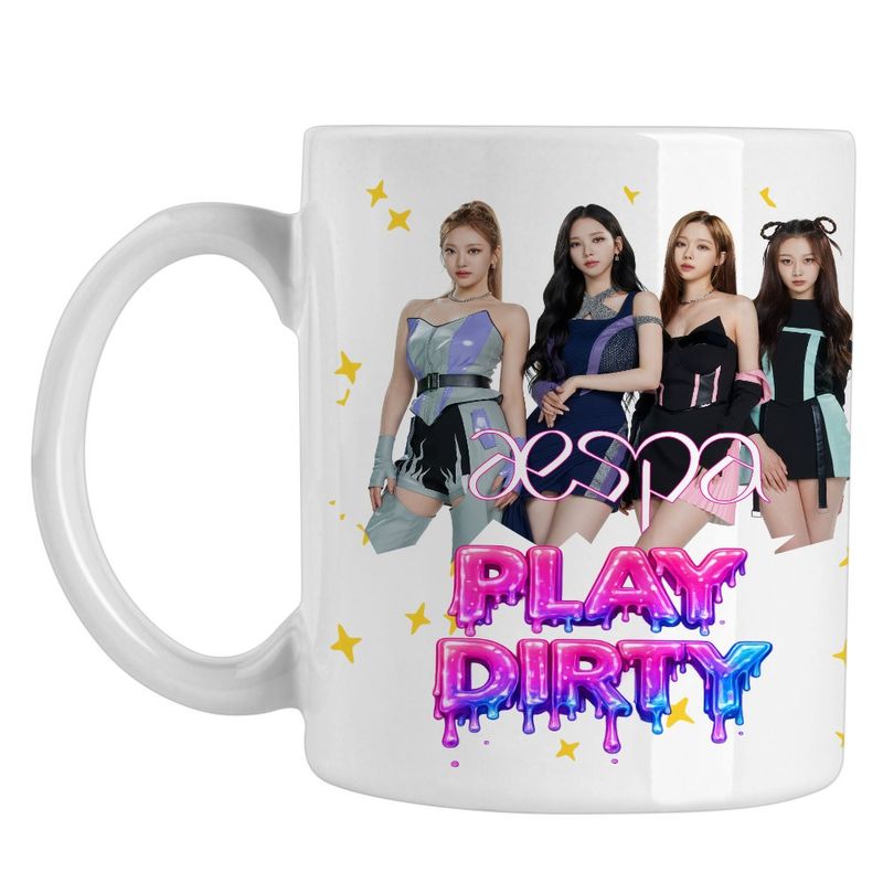 Casa si Gradina - Bucatarie si vesela - Cani si pahare - Cani si cesti - Cana Aespa Party Kpop Merch, alba, 330ml - Infinity.ro