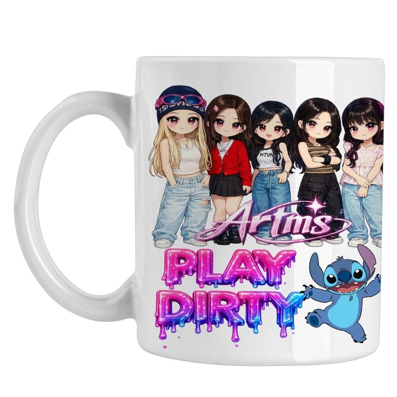 Casa si Gradina - Bucatarie si vesela - Cani si pahare - Cani si cesti - Cana Artms Cartoon Merch Kpop, alba, 330ml - Infinity.ro
