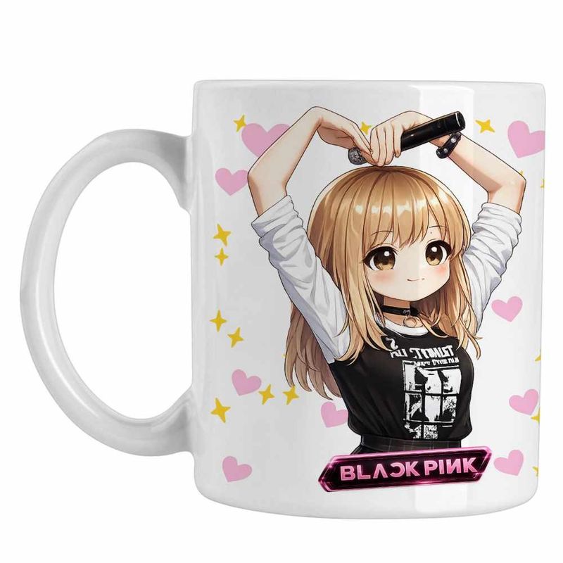Casa si Gradina - Bucatarie si vesela - Cani si pahare - Cani si cesti - Cana BlackPink Lisa Heart Love Kpop, alba, 330ml - Infinity.ro
