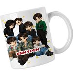 Casa si Gradina - Bucatarie si vesela - Cani si pahare - Cani si cesti - Cana Kpop Enhypen Cartoon Merch, alba, 330ml - Infinity.ro