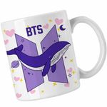 Casa si Gradina - Bucatarie si vesela - Cani si pahare - Cani si cesti - Cana Kpop BTS Universe Whale, alba, 330ml - Infinity.ro