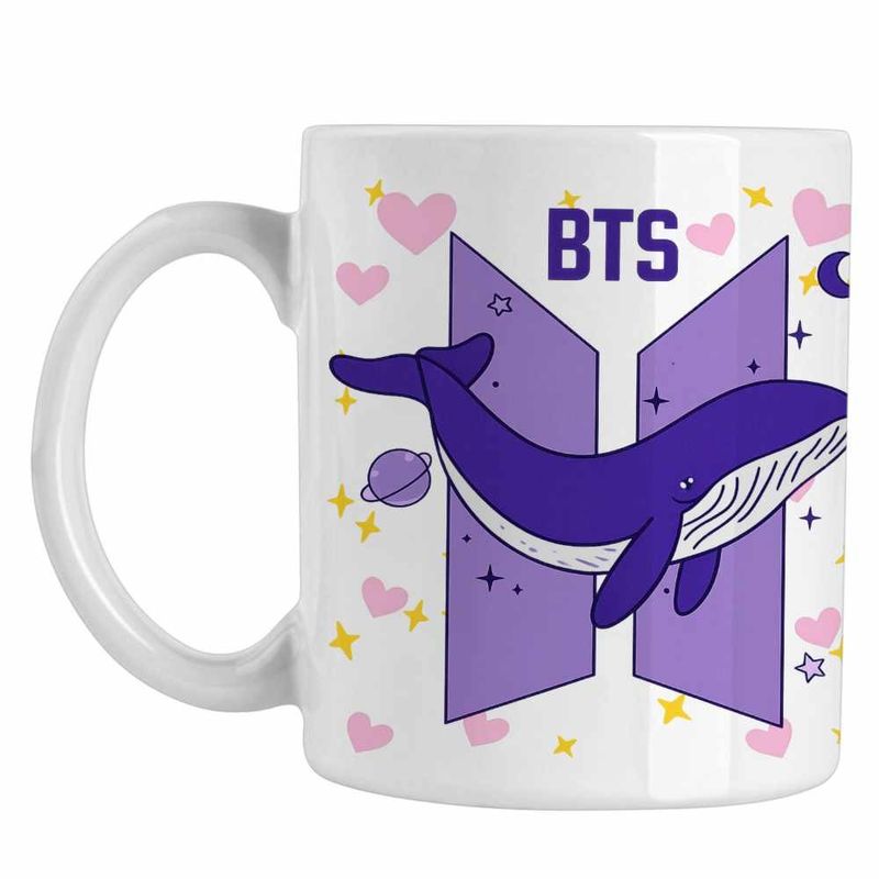 Casa si Gradina - Bucatarie si vesela - Cani si pahare - Cani si cesti - Cana Kpop BTS Universe Whale, alba, 330ml - Infinity.ro