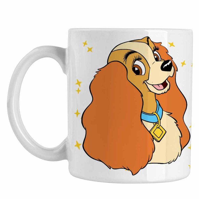 Casa si Gradina - Bucatarie si vesela - Cani si pahare - Cani si cesti - Cana Doamna si Vagabondul Cocker Spaniel Catel, alba, 330ml - Infinity.ro