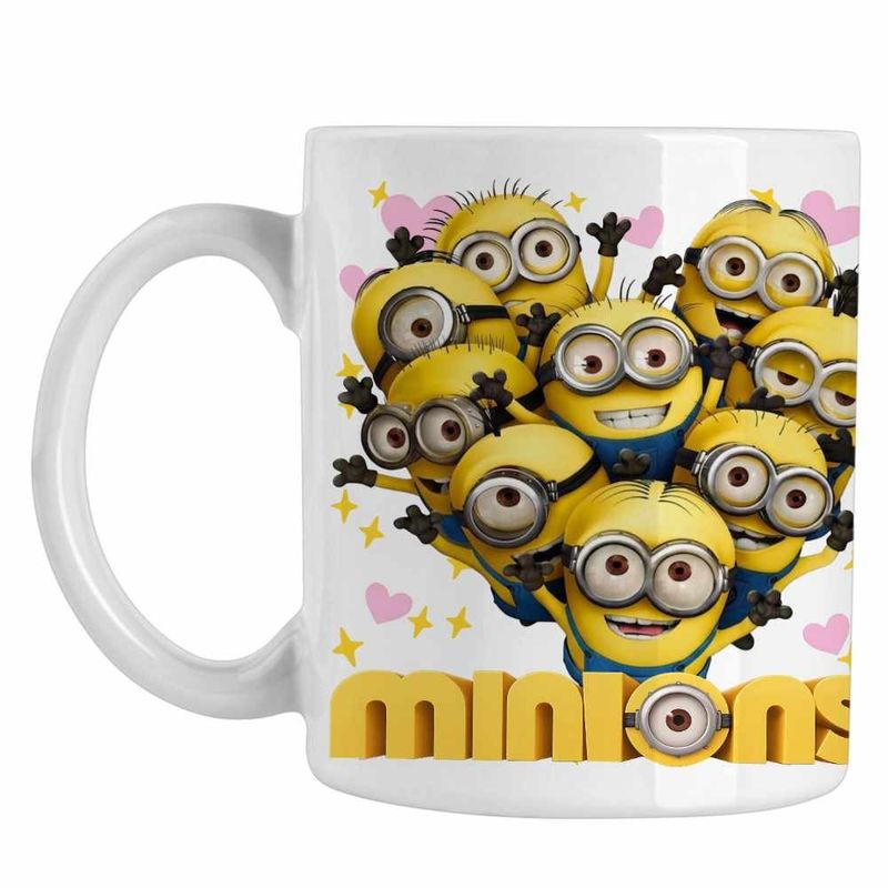 Casa si Gradina - Bucatarie si vesela - Cani si pahare - Cani si cesti - Cana Minions Heart Love Valentines Day Dragobete Minioni, alba, 330ml - Infinity.ro