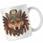 Casa si Gradina - Bucatarie si vesela - Cani si pahare - Cani si cesti - Cana Lup Mistic Native American, alba, 330ml - Infinity.ro