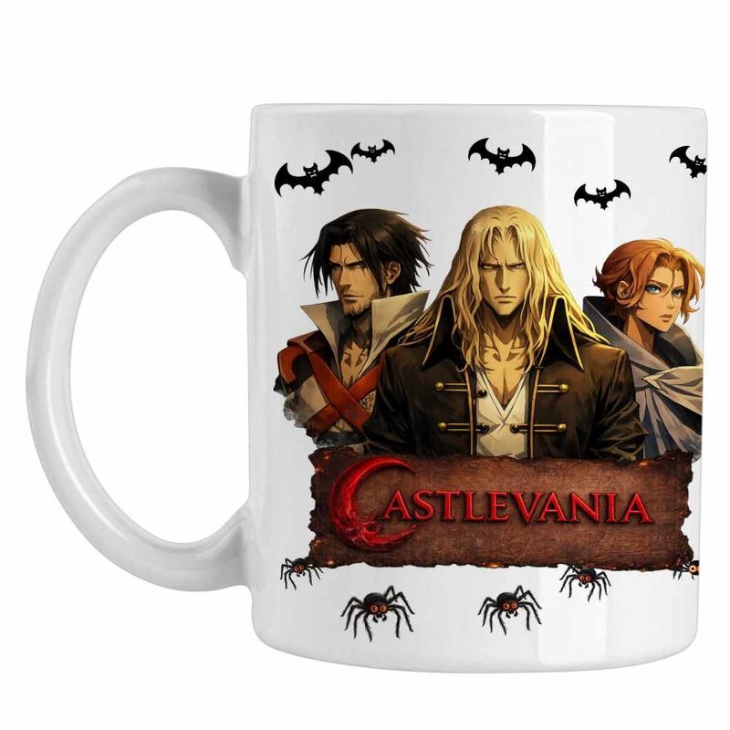 Casa si Gradina - Bucatarie si vesela - Cani si pahare - Cani si cesti - Cana Castlevania Trevor Alucard Sypha, alba, 330ml - Infinity.ro