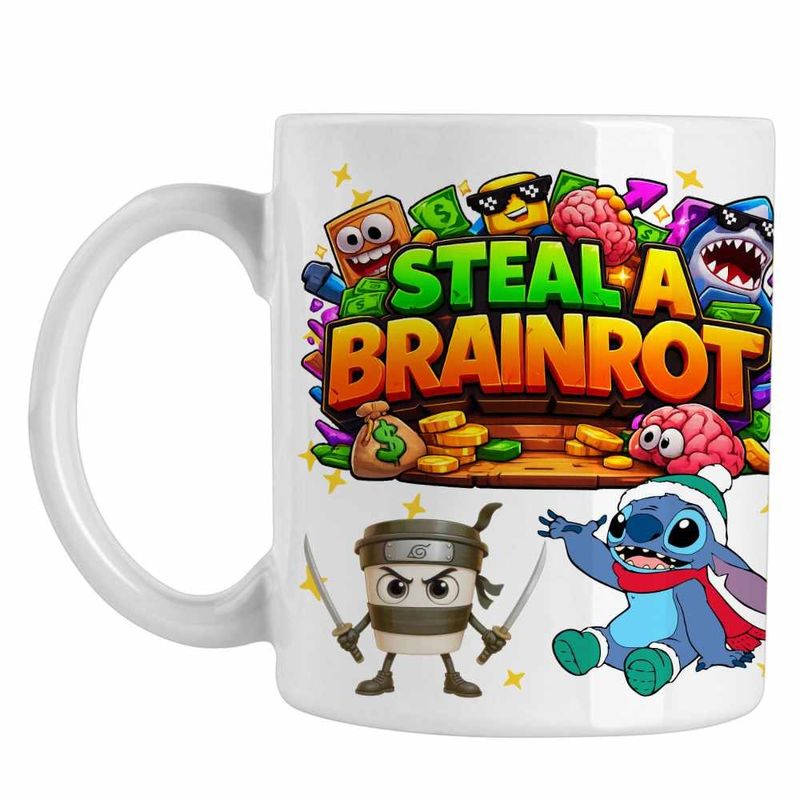 Casa si Gradina - Bucatarie si vesela - Cani si pahare - Cani si cesti - Cana Steal a Brainrot Roblox Meme, alba, 330ml - Infinity.ro