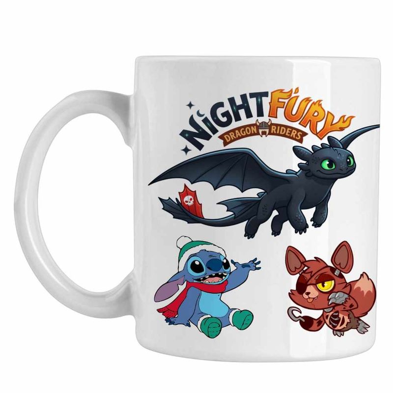 Casa si Gradina - Bucatarie si vesela - Cani si pahare - Cani si cesti - Cana Night Fury Toothless How to train your dragon, alba, 330ml - Infinity.ro
