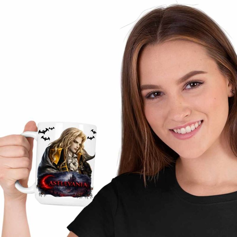 Casa si Gradina - Bucatarie si vesela - Cani si pahare - Cani si cesti - Cana Castlevania Dracula Alucard, alba, 330ml - Infinity.ro