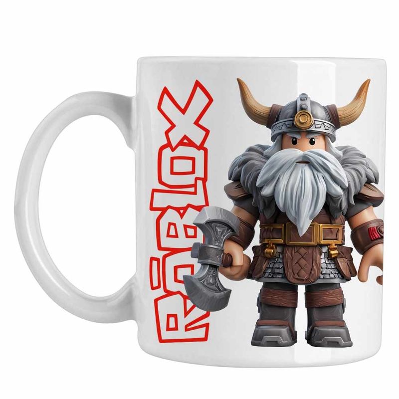 Casa si Gradina - Bucatarie si vesela - Cani si pahare - Cani si cesti - Cana Roblox Viking Warrior, alba, 330ml - Infinity.ro