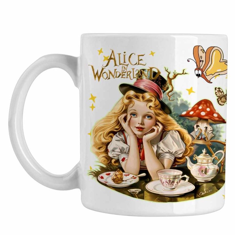 Casa si Gradina - Bucatarie si vesela - Cani si pahare - Cani si cesti - Cana Alice Tara Minunilor Aventuri, alba, 330ml - Infinity.ro