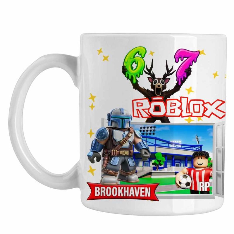 Casa si Gradina - Bucatarie si vesela - Cani si pahare - Cani si cesti - Cana Brookhaven Roblox Mandalorian, alba, 330ml - Infinity.ro