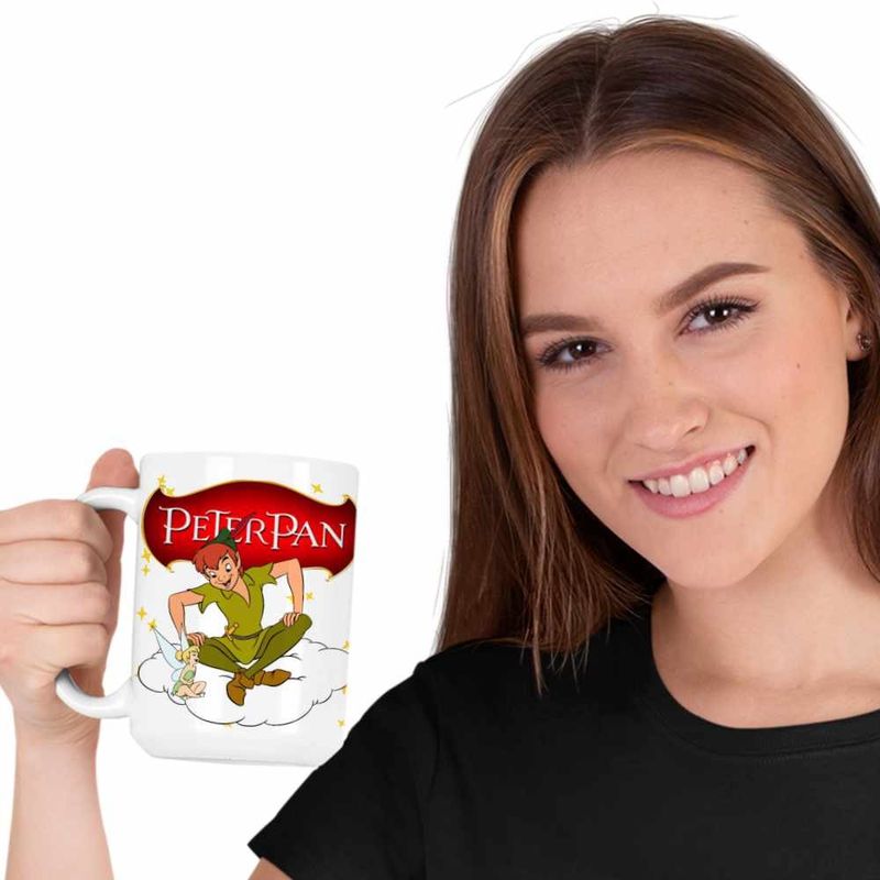 Casa si Gradina - Bucatarie si vesela - Cani si pahare - Cani si cesti - Cana Clopotica Peter Pan Tinker Bell Neverland, alba, 330ml - Infinity.ro