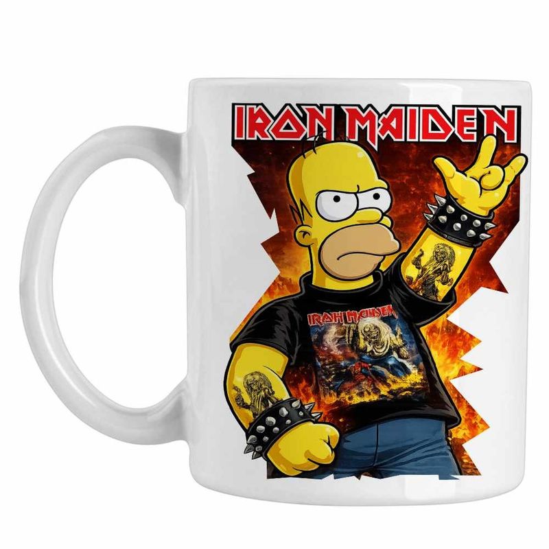 Casa si Gradina - Bucatarie si vesela - Cani si pahare - Cani si cesti - Cana Iron Maiden Homer The Simpsons, alba, 330ml - Infinity.ro