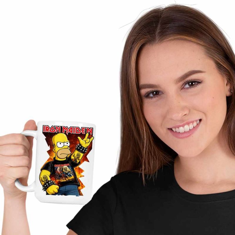 Casa si Gradina - Bucatarie si vesela - Cani si pahare - Cani si cesti - Cana Iron Maiden Homer The Simpsons, alba, 330ml - Infinity.ro