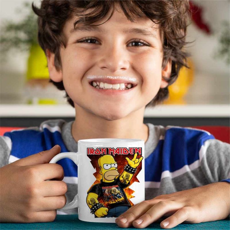 Casa si Gradina - Bucatarie si vesela - Cani si pahare - Cani si cesti - Cana Iron Maiden Homer The Simpsons, alba, 330ml - Infinity.ro