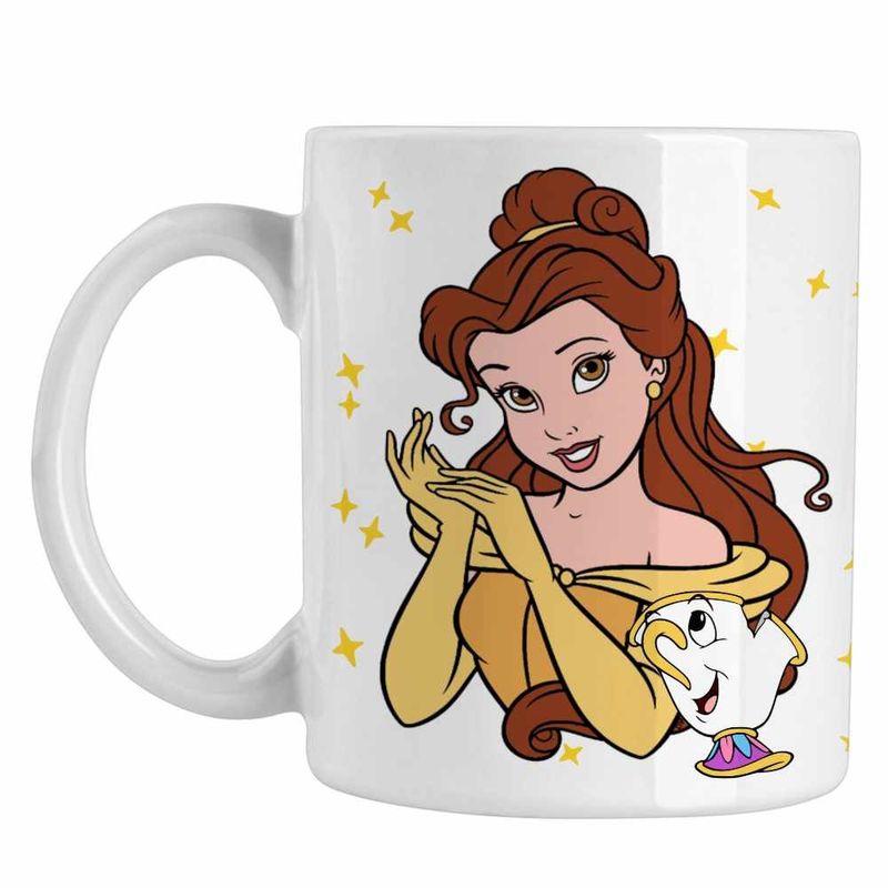Casa si Gradina - Bucatarie si vesela - Cani si pahare - Cani si cesti - Cana Frumoasa si Bestia Printesa, alba, 330ml - Infinity.ro