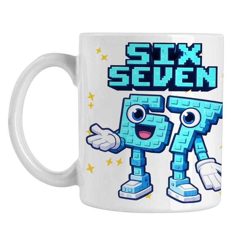 Casa si Gradina - Bucatarie si vesela - Cani si pahare - Cani si cesti - Cana Six Seven Meme Roblox 67 Sase Sapte Steal a Brainrot , alba, 330ml - Infinity.ro