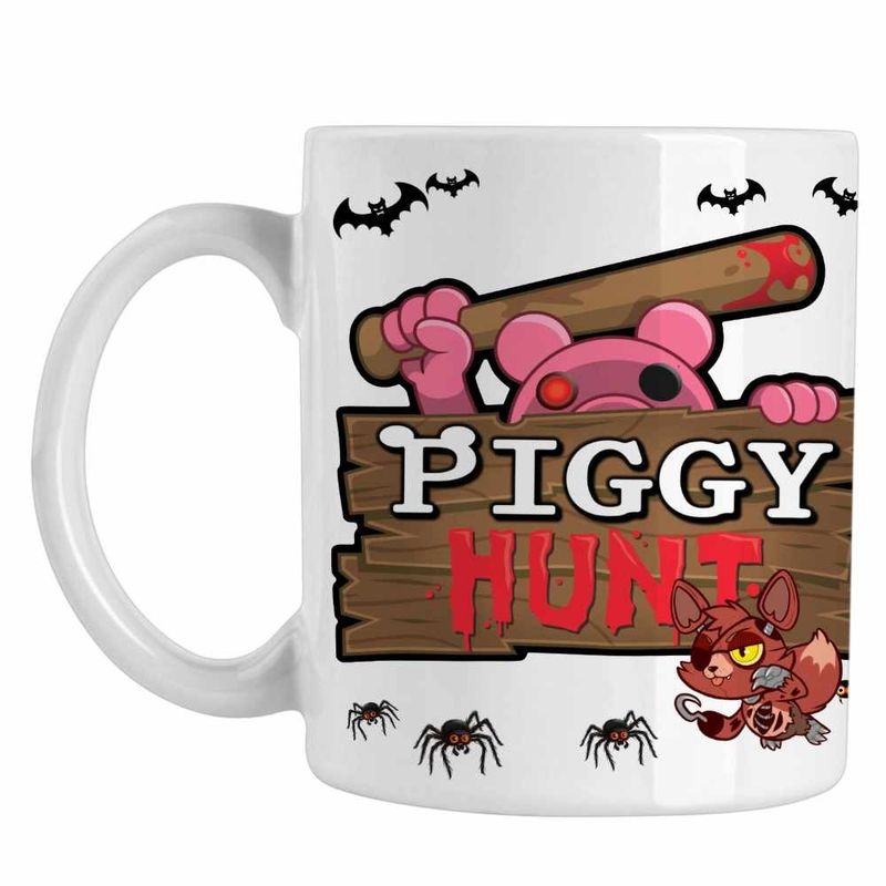 Casa si Gradina - Bucatarie si vesela - Cani si pahare - Cani si cesti - Cana Piggy Hunt Roblox Pigy, alba, 330ml - Infinity.ro