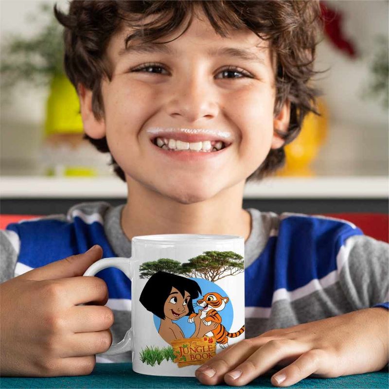Casa si Gradina - Bucatarie si vesela - Cani si pahare - Cani si cesti - Cana Cartea Junglei Mowgli Baby Tiger, alba, 330ml - Infinity.ro