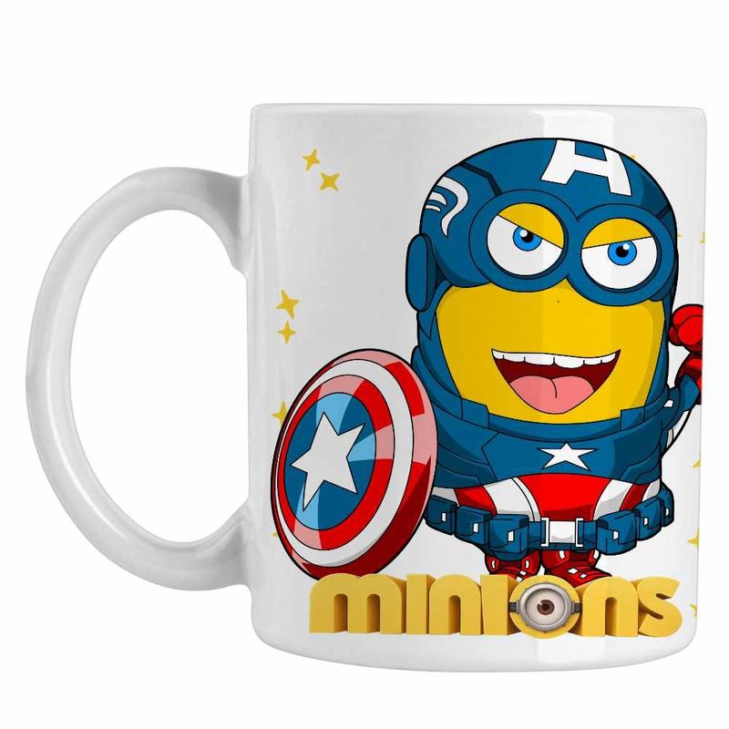 Casa si Gradina - Bucatarie si vesela - Cani si pahare - Cani si cesti - Cana Minions Captain America Despicable, alba, 330ml - Infinity.ro