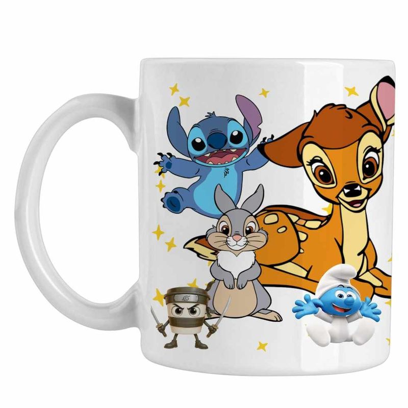 Casa si Gradina - Bucatarie si vesela - Cani si pahare - Cani si cesti - Cana Bambi Stitch Thumper Iepure Dragut, alba, 330ml - Infinity.ro